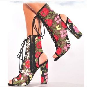 Floral Mesh Heels